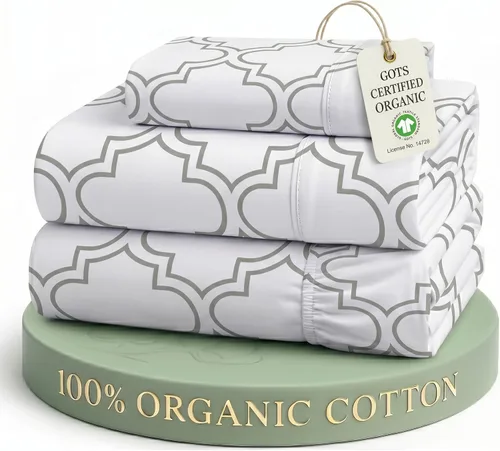 Vista 61 de LANE LINEN - Juego de 2 sábanas de fibras largas 100 % algodón orgánico, percal de fibras largas, ultrasuave y transpirable, para colchones de hasta