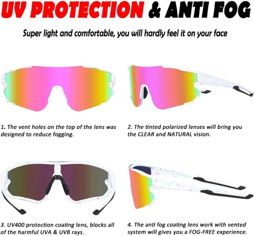 Vista 3 de ITSCOOL Gafas de sol deportivas polarizadas para hombres y mujeres, ligeras, para sóftbol, béisbol, pickleball, ciclismo, protección UV
