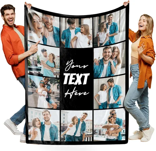 Vista 21 de Manta personalizada con foto, manta de collage personalizada con tu propia imagen, fabricada en Estados Unidos, regalo para ella, él, mujeres