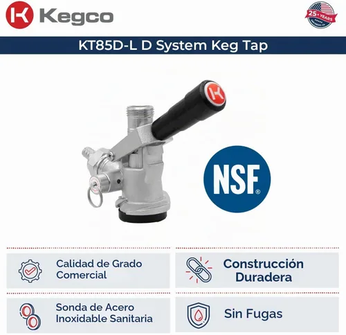 Vista 5 de Kegco Elite Series - Kit de grifo de barril de extracción directa con tanque de CO2 rojo de 5 libras