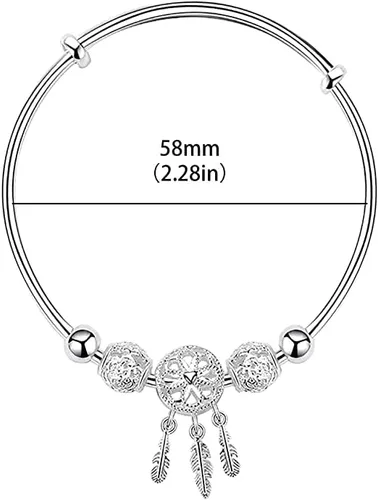Vista 5 de Pulsera giratoria de cuentas de plata de ley 925 para mujer, para ansiedad, descomprimir libremente, herramientas abiertas, inspiraciones