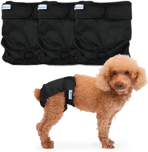 Vista 6 de Paw Inspired Pañales lavables para perros (paquete de 3) Pañales de tela reutilizables para perras pequeñas, medianas y grandes