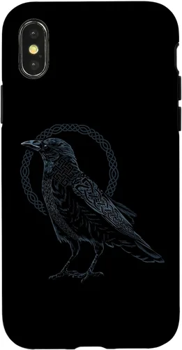 Vista 5 de Funda para iPhone 11 Pro Max Crow Raven Viking Valhalla Berserker nórdico nórdico de mitología nórdica