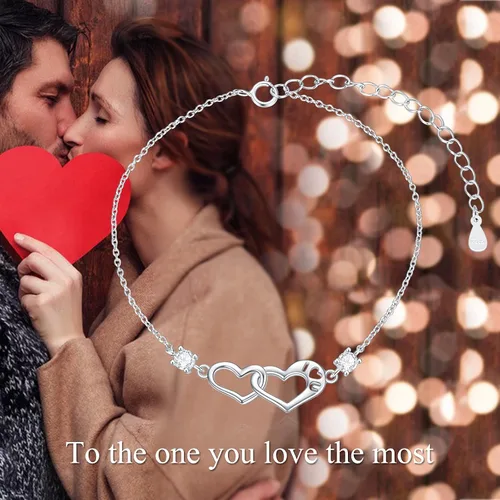 Vista 2 de POPLYKE Pulsera de plata de ley 925 con infinitovacaalacruzcorazón para mamá e hija, joyería para regalos de cumpleaños