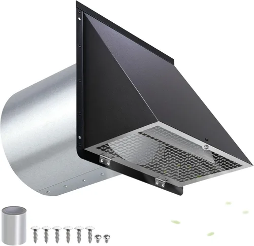 Vista 15 de Cubierta de ventilación de secadora de 3 pulgadas para exterior, ventilación de pared con capucha con rejilla y amortiguador, cubierta