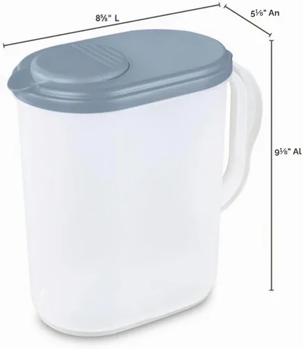 Vista 2 de Jarra de agua de 1 galón con tapa y boquilla giratoria, diseño delgado para Gris