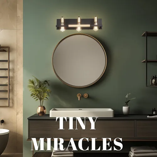 Vista 4 de Hamilyeah Lámparas de baño rústicas sobre espejo, luces de tocador negras y doradas mate para baño, 3 lámparas de pared vintage, iluminación