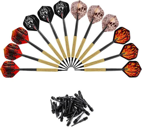 Vista 10 de Accmor 12 piezas de dardos con punta de plástico, juego de dardos de punta suave, dardo de punta de plástico de 14g, se adjunta extra 36 puntas