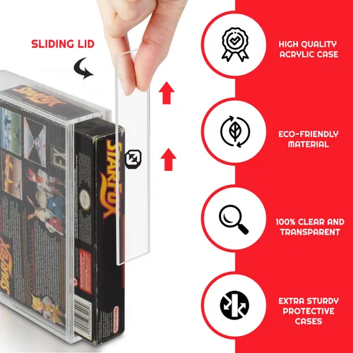 Vista 3 de EVORETRO Clear Acrylic Protector Case Compatible with SNES N64 Games Storage Box 4MM Thick Scratch Dust UV Resistant Pack of 2