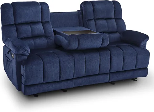 Vista 11 de MCombo Sillón reclinable de gravedad cero con consola, masaje con calor y vibración, sofá reclinable con puertos USB, portavasos para sala de estar