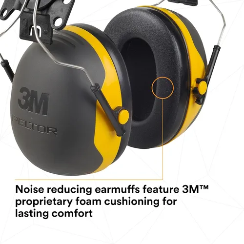 Vista 6 de 3M PELTOR - Orejeras de protección auditiva, Serie X X2P3E, estilo gorra con casco duro adjunto, protección contra el ruido NRR 24 dB, paquete