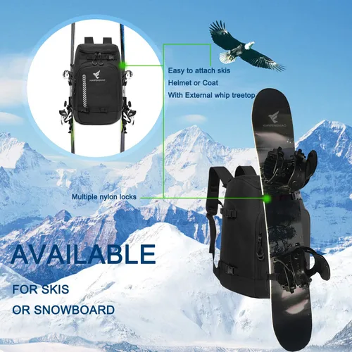 Vista 6 de Ski Boot Bag,50L/70L Waterproof Skiing Boot Travel Backpack for Snowboard Boots, Ski Helmet, Goggles, Gloves, Skis, Snowboard & Accessories for