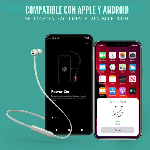 Vista 3 de Beats Flex Auriculares inalámbricos - Chip de auriculares Apple W1, auriculares magnéticos, Bluetooth clase 1, 12 horas de tiempo de escucha, Gris