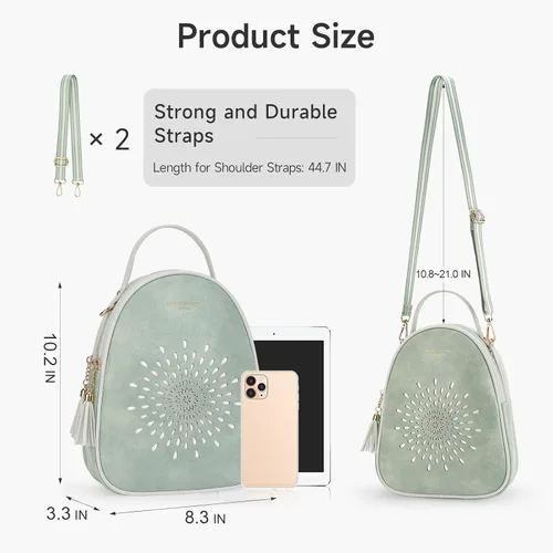 Vista 2 de T1953 Mochila para mujer, de piel sintética, para regalo para niñas y mujeres