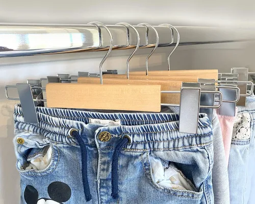 Vista 3 de Perchas para niños (madera natural, perchas para pantalones para niños NB-10)
