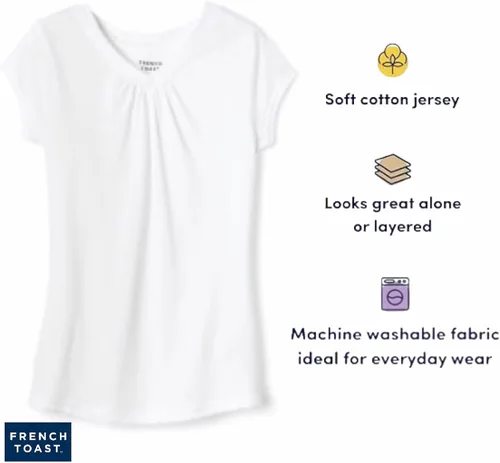 Vista 2 de French Toast Camiseta de manga corta con cuello en V para niñas