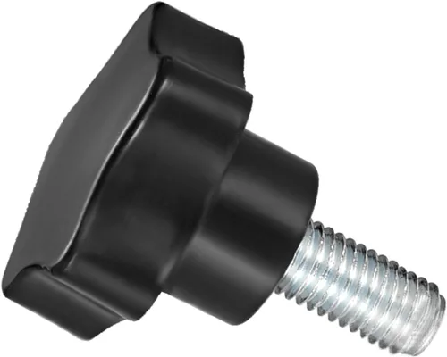 Vista 13 de Perillas de sujeción de estrella, rosca macho M5 x 0.984 in, cabeza de 0.945 in, mango de tornillo de pulgar de plástico, perno roscado, color negro