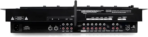 Vista 2 de Pyle Mezclador de 6 Canales, Controlador DJ Bluetooth, Mezclador Estéreo, Sistema de Sonido Profesional, Iluminación LED, Mezclador de Audio