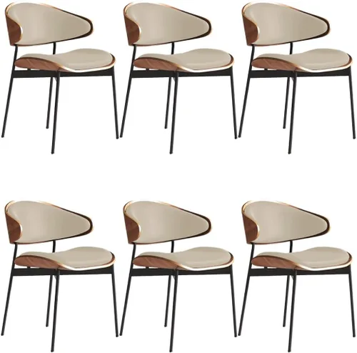 Vista 21 de YVYKFZD Juego de sillas de comedor de mediados de siglo, silla de comedor con respaldo curvado y patas de metal, sillas de cocina tapizadas de Negro