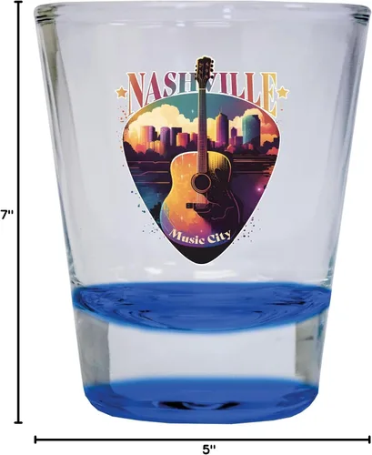 Vista 3 de Nashville Tennessee Music City Souvenir - Vaso de chupito redondo de 1.5 onzas (azul)