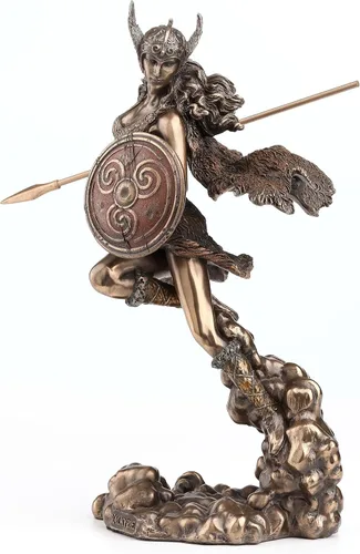 Vista 9 de Escultura de estatua de lanza y escudo de diosa nórdica Valkyrie de 9.25 pulgadas