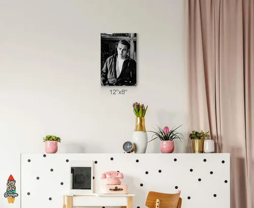 Vista 2 de HB Art Design James Dean in Rebel Without a Cause Movie Black Movie - Lienzo decorativo en blanco y negro para pared, diseño de icono americano
