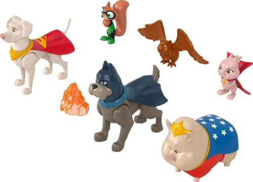 Vista 5 de Fisher-Price DC League of Super-Pets - Figura de juguetes preescolares, Krypto Ace PB Chip Pigasus y Lulu para juegos de simulación para niños a