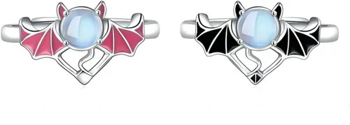 Vista 2 de Anillos a juego para parejas para mejor amiga, tamaño ajustable, lindo anillo de promesa de boda, joyería para mujeres, hombres, él, ella, juego
