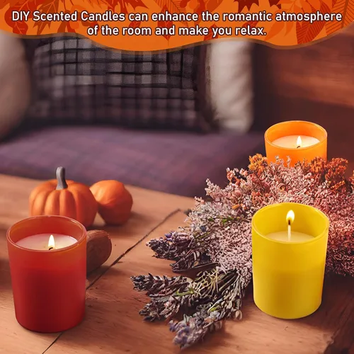 Vista 5 de Ziliny 16 tarros de vela de invierno para hacer velas vacías a granel, tarros de vidrio de 7 onzas con tapas de bambú, latas para almacenar