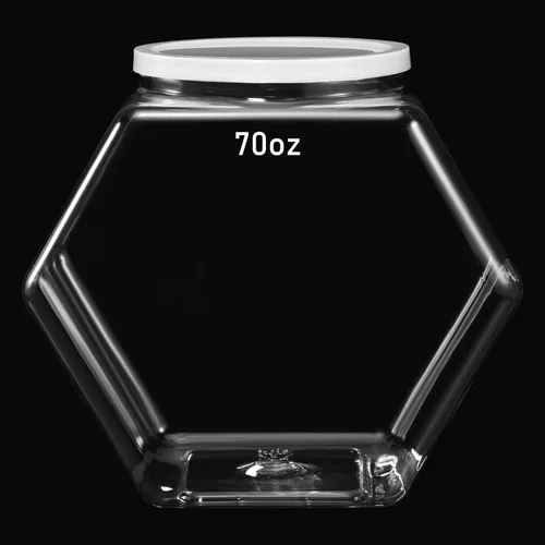 Vista 10 de Uiifan 1 Pieza Tarro Hexagonal de Plástico para Dulces con Tapa Tarro de Galletas Recipientes Hexagonales Transparentes para Dulces para Aperitivos