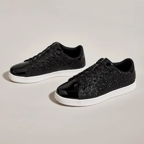 Vista 3 de LUCKY STEP - Tenis de moda para mujer, con brillantina y cordones