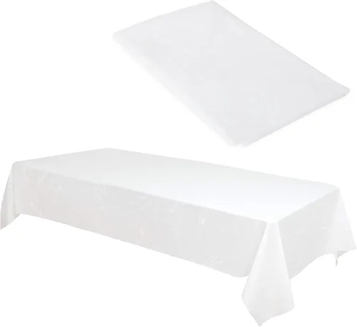 Vista 7 de Manteles de plástico blanco a granel Paquete de 154 36 x 108 pulgadas Se adapta a mesas plegables y de picnic estándar Plegado, fácil