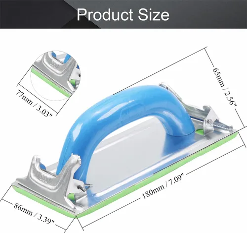 Vista 2 de Utoolmart Lijadora de mano, soporte para papel de lija con mango de plástico, 7.283 x 3.346 in, bloque de lijado manual para paneles de yeso