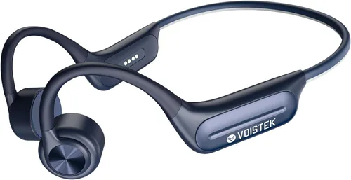 Vista 9 de Voistek Auriculares de conducción ósea inalámbricos Bluetooth, auriculares de conducción ósea ajustables con reproductor de MP3 de 32 GB e Azul