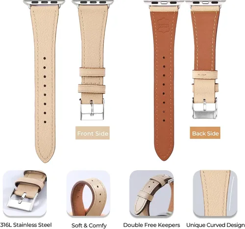 Vista 3 de HANDODO Italian Genuine Leather Band Women for Apple Watch Series 11 10 9 8 7 6 5 4 3 2 1 SE SE2 Ultra 2/3, SGS Certified Dressy Bracelet Cute Strap