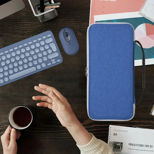 Vista 5 de Geekria Funda de transporte para teclado, funda protectora de viaje rígida para teclado compacto pequeño, compatible con Logitech K380, Logitech