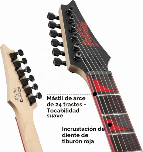 Vista 6 de Ibanez GRG131DX - Negro Mate Infinity R humbuckers con selector de 5 vías y 24 trastes jumbo para rock, metal y práctica