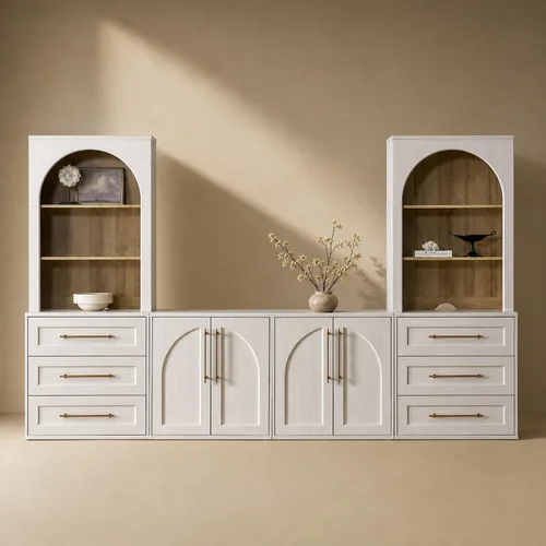 Vista 11 de mopio Blake Centro de entretenimiento de 4 piezas con almacenamiento, cómoda gabinete de almacenamiento modular de granja moderna soporte para TV
