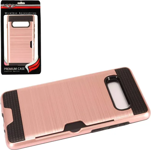 Vista 6 de Compatible con Samsung Galaxy S10+, S10 Plus (6.4") SM-G975 - Funda híbrida cepillada con ranura para tarjeta de crédito - CS2 oro rosa