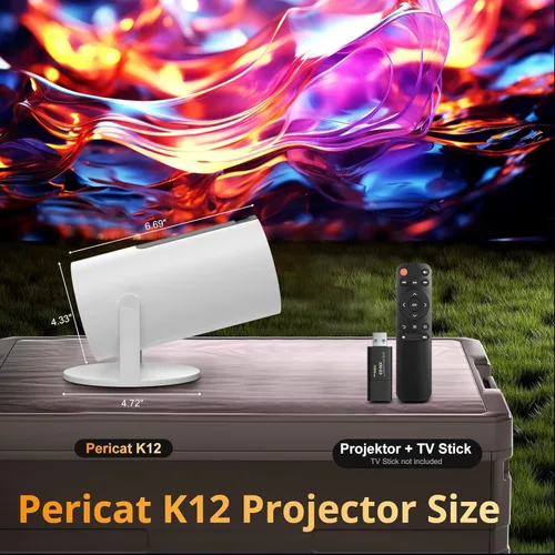 Vista 6 de [Auto Keystone] Mini proyector con WIFI y Bluetooth, proyector de película portátil pericat con rotación de 210°, proyector de cine en casa 4K 1080P