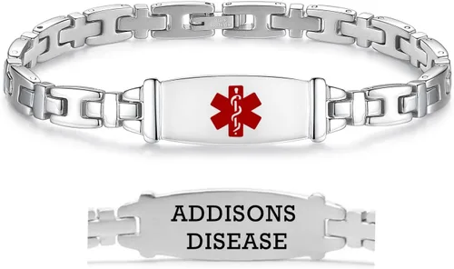 Vista 55 de LinnaLove Lady Medical Alert - Pulseras médicas de acero inoxidable para mujer, 7.5 pulgadas
