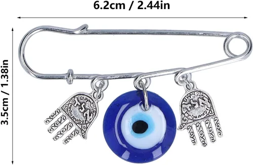 Vista 4 de 5 pines de mal de ojo, broche de hierro y aleación, diseño único de buena suerte, pines de seguridad para hombres, mujeres, fiestas en casa, citas