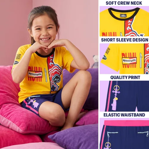 Vista 4 de Get Trend KPop Demon Hunters - Conjunto de pijama para niñas, camiseta y pantalones cortos de manga corta con licencia oficial, 2 piezas, ropa