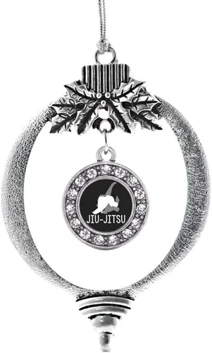 Vista 92 de Inspired Silver - Adorno con dije de cara de carlino - Adornos navideños de círculo de plata con joyas de circonita cúbica
