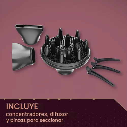 Vista 6 de [Usado] Secadora de cabello Remington Pro Series AC9140P T, Studio Thermaluxe, con cable que no se enreda, más concentrador y clips