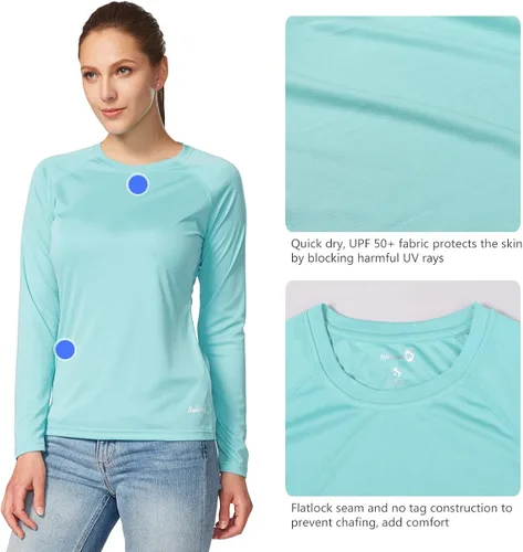 Vista 3 de BALEAF Camisas de manga larga para mujer, protección solar UPF50+, secado rápido, senderismo, pesca