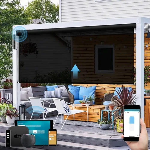 Vista 9 de SmartWings Persianas motorizadas para exteriores para patio, compatibles con materia, Homekit, Z-Wave, Alexa, Google, persianas enrollables