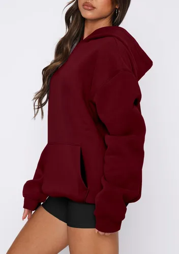 Vista 83 de onlypuff Sudadera casual con capucha para mujer, de manga larga, con bolsillo de canguro, hombro caído