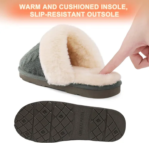 Vista 4 de DREAM PAIRS - Pantuflas de punto trenzado y piel sintética para mujer