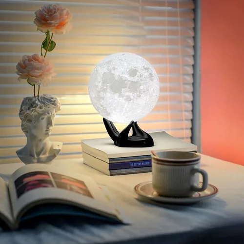 Vista 6 de BRIGHTWORLD Lámpara de luna de 5.9 pulgadas, impresión 3D, luz de luna de 16 colores, luz nocturna, regalo de cumpleaños, día de la madre, regalos